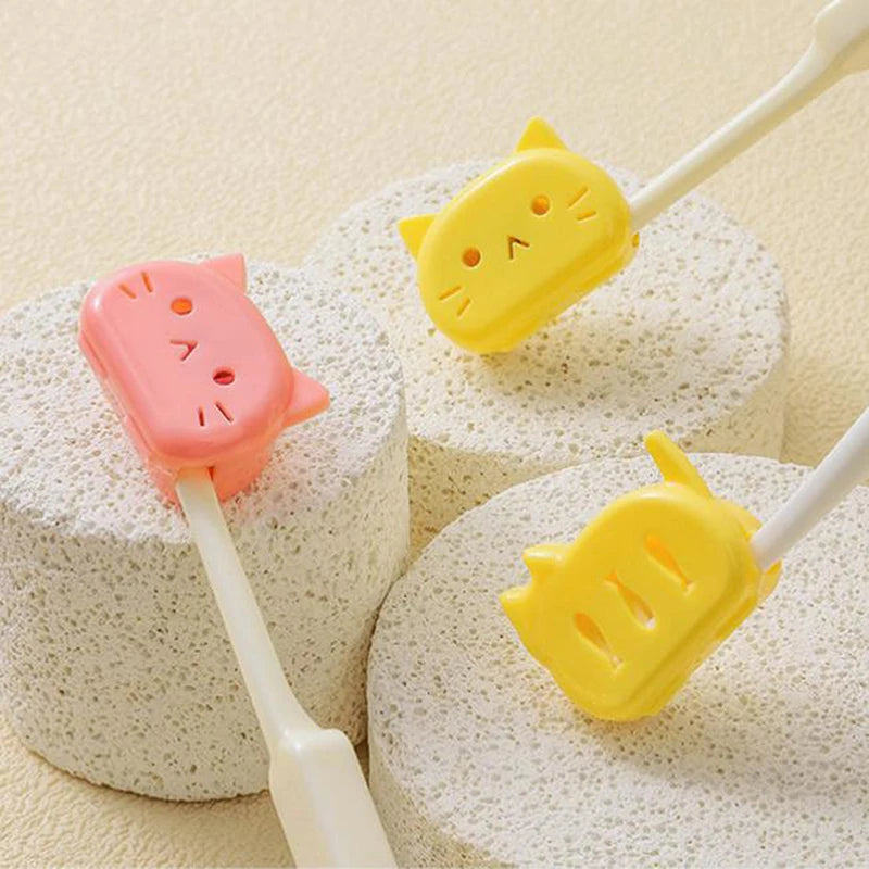 4pcs Cat Shape Travel Toothbrush Head Covers Toothbrush Protector Cap Case Protective Portable Plastic Clip For Household Travel