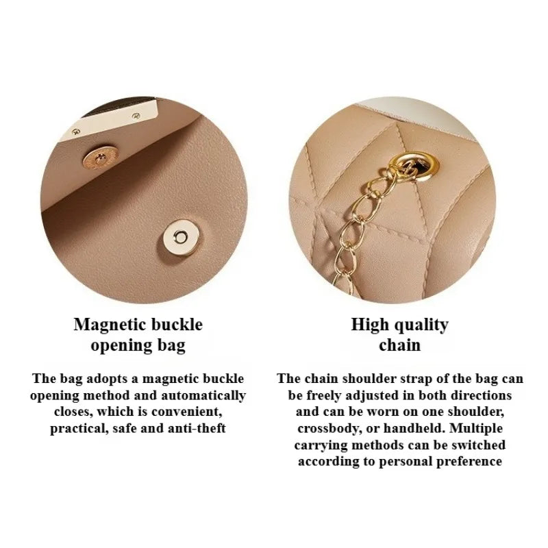 Solid color triangular diamond grid embroidered small square bag, crossbody bag, fashionable and versatile single shoulder bag