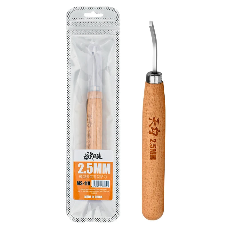 MOSHI MS-110 Curved Shovel Chisel Push-type Broach 1.5-3mm Wooden Handle Push Knife Cutter Hobby Model Making Cutting Tools
