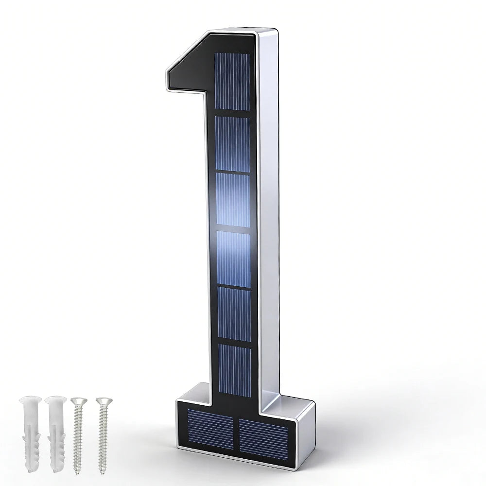 BORUiT Solar LED House Number Light Waterproof Outdoor Address Number Lamp Modern Home Garden Wall Decoration Lighting