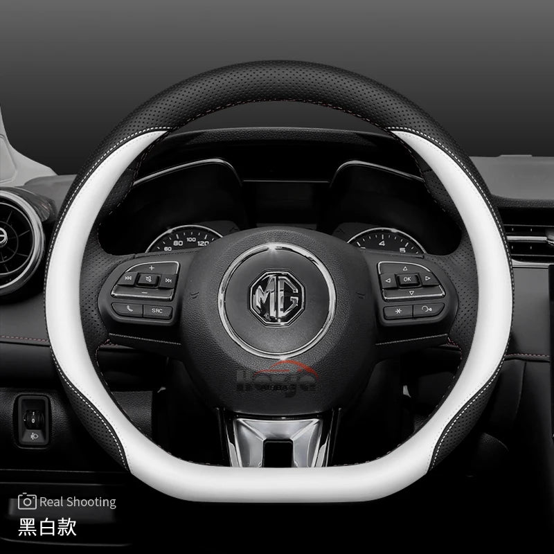 Leather Car Steering Wheel Cover for MG 3 5 One ZX RX5 ZS EHS HS PHEV Luxury Hybrid 2025 2026 Accessories