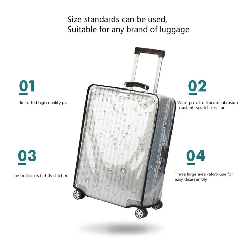 Full Transparent Luggage Protective Cover Waterproof PVC Suitcase Case Suit for 18-30 Inch Trolley Suitcase Dustproof Cover