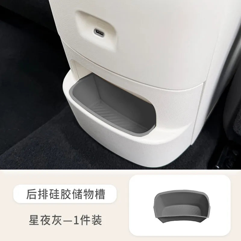 For 2026 GWM ORA 5 Dawn White Armrest Storage Box Under Console Organizer Cup Holder Phone Slot Storage Tray Interior Accessory