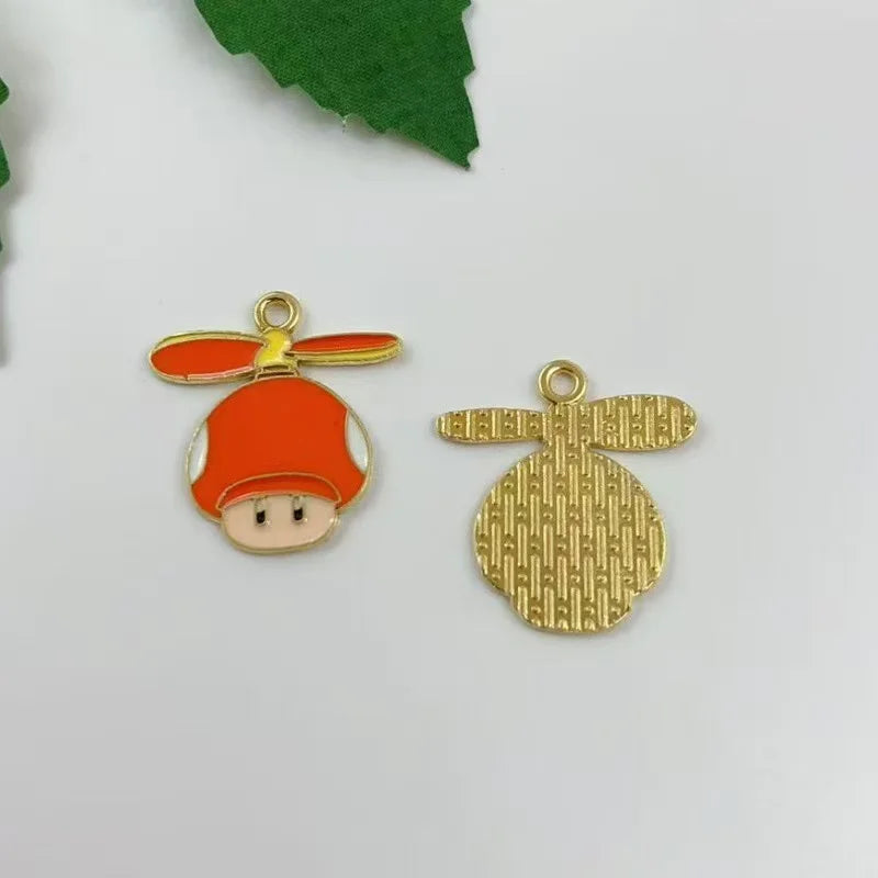 10 pieces/batch of cute cartoon enamel pendants, used for DIY earring jewelry making bracelets earrings handmade accessories