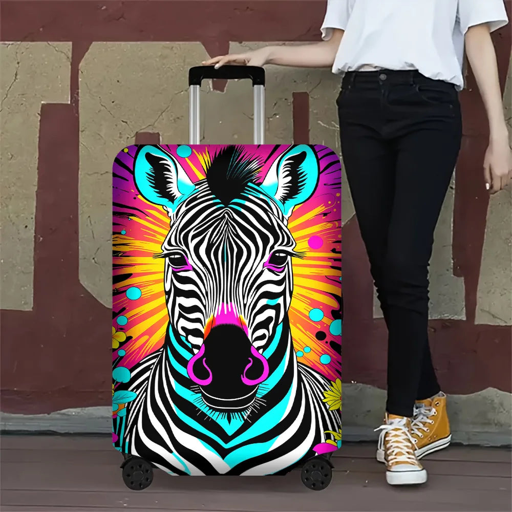 1PC Zebra Pop Art Luggage Cover for luggage sizes 18 – 32 inches; dust and elastic travel accessories to protect your luggage