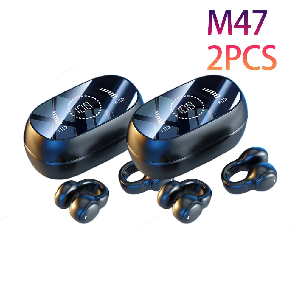 2pcs Bone Conduction Earphones Bluetooth 5.3 Wireless TWS Stereo Sport Headphones with Noise Cancelling Mic for Sports Gaming