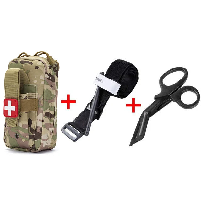 First Aid Kit Tourniquet Medical Rescue EDC Pouch Gauze Scissors Molle Survival Tool For  Camping Hiking