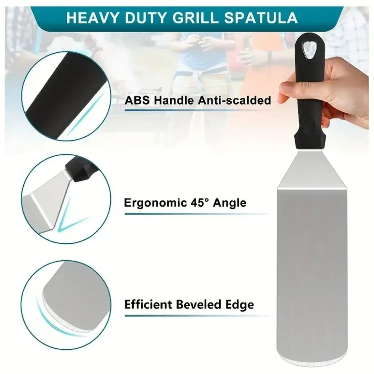 Grill accessories 8-piece set, heavy stainless steel metal scraper, suitable for iron cast-iron flat top teppanyaki Hibachi Hamb