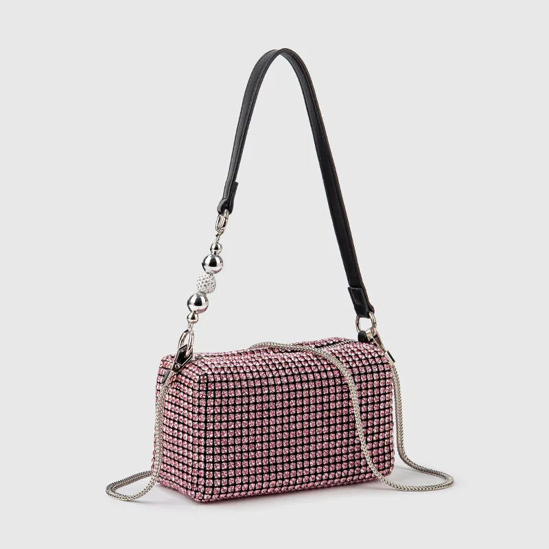 2026 Luxury Rhinestone Pearl Evening Bag for Women | Sparkly Stage Performance Purse | Elegant Dinner Party Clutch Crossbody Bag