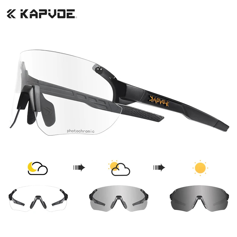 Kapvoe UV400 Fashion Sunglasses Men MTB Bike Cycling Glasses Eyewear Women Bike Outdoor Sports Night-riding glasses for racing