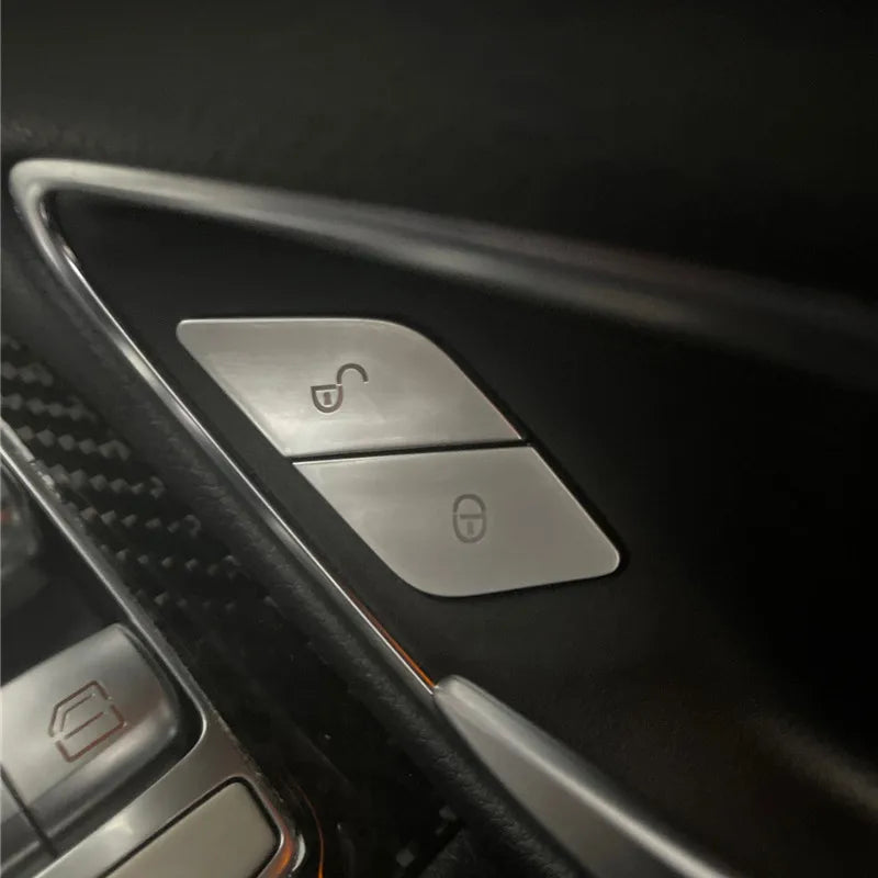 ABS Car Door Lock Unlock Buttons Cover Stickers Fit For Mercedes Benz C E Class GLC W205 W213 X253 Vito W447 Auto Accessories