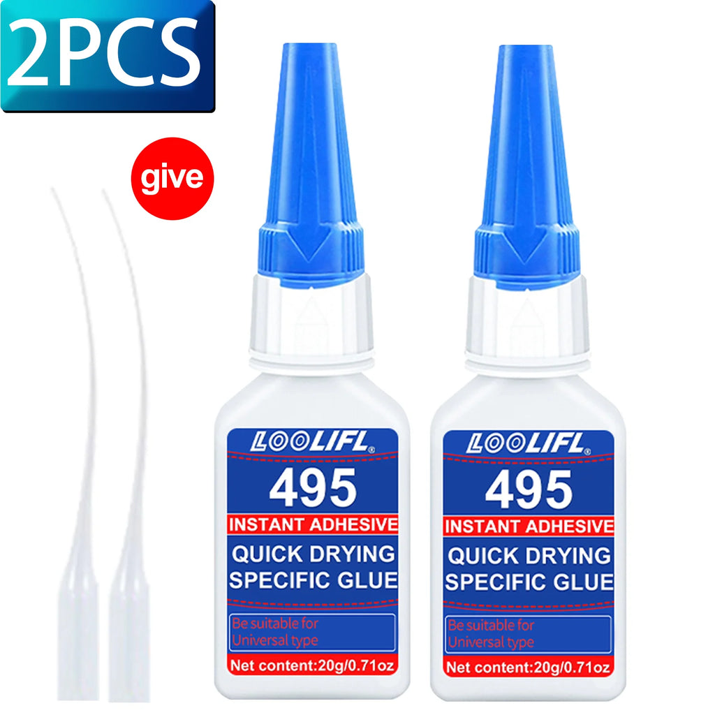 LOOLIFL 1-7pcs 495 Super Glue Cyanoacrylate Adhesive Instant Quick-drying Leather Rubber Wood Glass Strong Bond Liquid Glue Tool