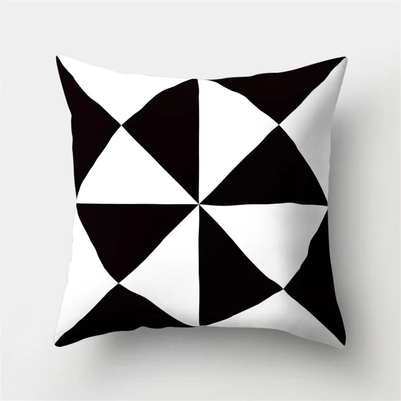 Black And White Geometric Portrait Double-sided Printed pillow cover Short plush Suitable living rooms sofas throw cushion cover
