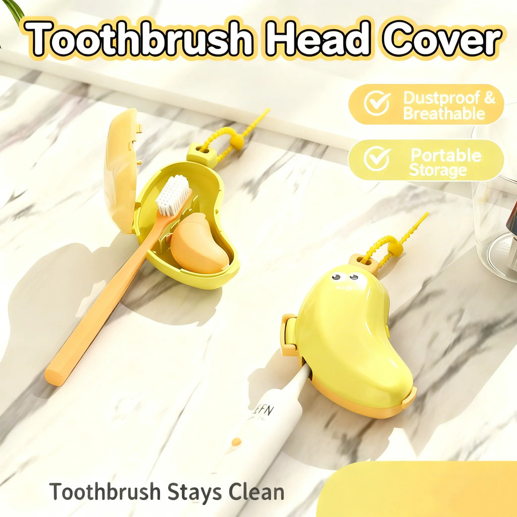 Compact Banana Toothbrush with Protective Cap and Toothpaste Storage Travel Essential Convenient Dental Care Accessory