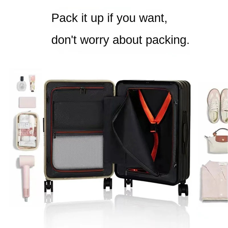 Wide-Handle Luggage Suitcase for Women and Men 20-26 inch Travel Suitcase Cabin Bag Large Capacity Luggage with Smooth Wheels