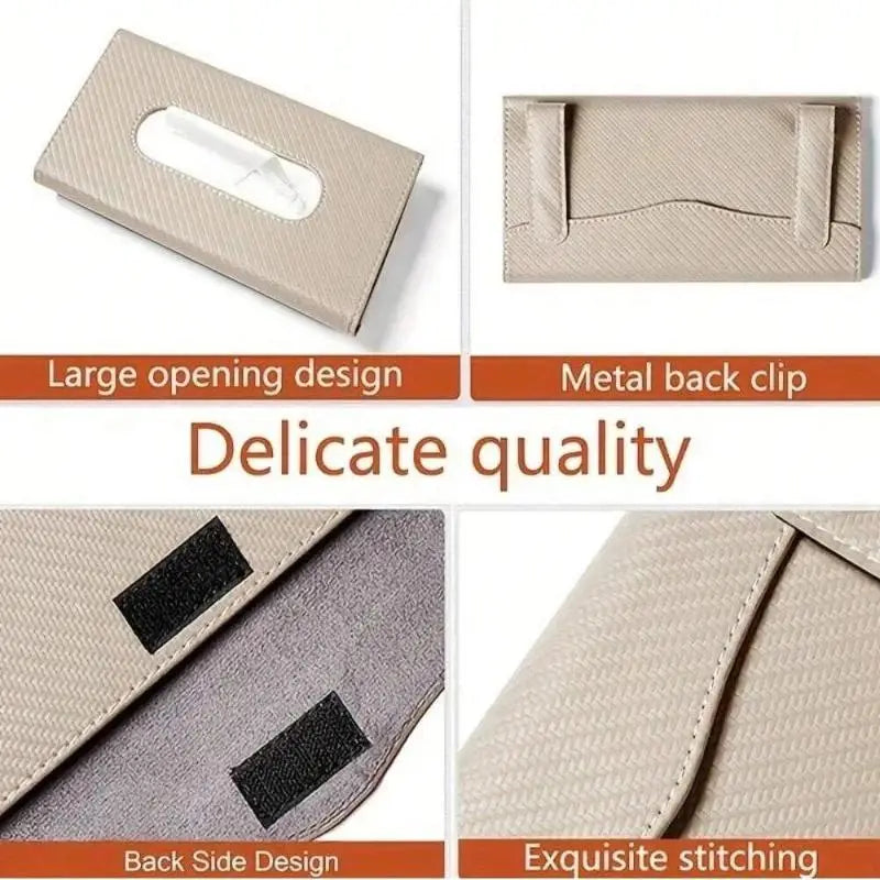 （Summer4）Car Tissue Box Towel Car Sun Visor Tissue Box Holder Auto Storage Decoration
