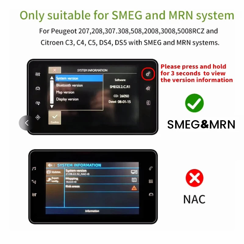 Wireless Carplay Adapter Android Auto Module For Peugeot Citroen SMEG MRN 208 308 508 3008 & C4 DS3 DS5 Support Reverse Camera