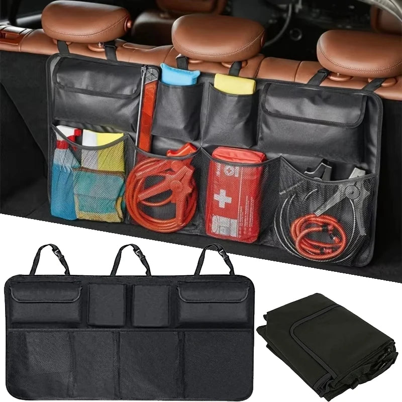 Multi functional Car trunk storage bag SUV car seat back hanging bag Auto storage mesh bag Car interior storage Accessories