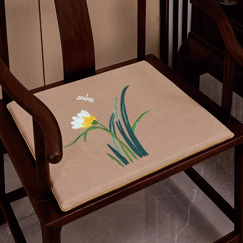 Chinese-style Dining Chair Seat Cushion Chair Pad Thickened Sponge Cushion Solid Wood Ring Chair Anti-slip Tea Chair Cushion