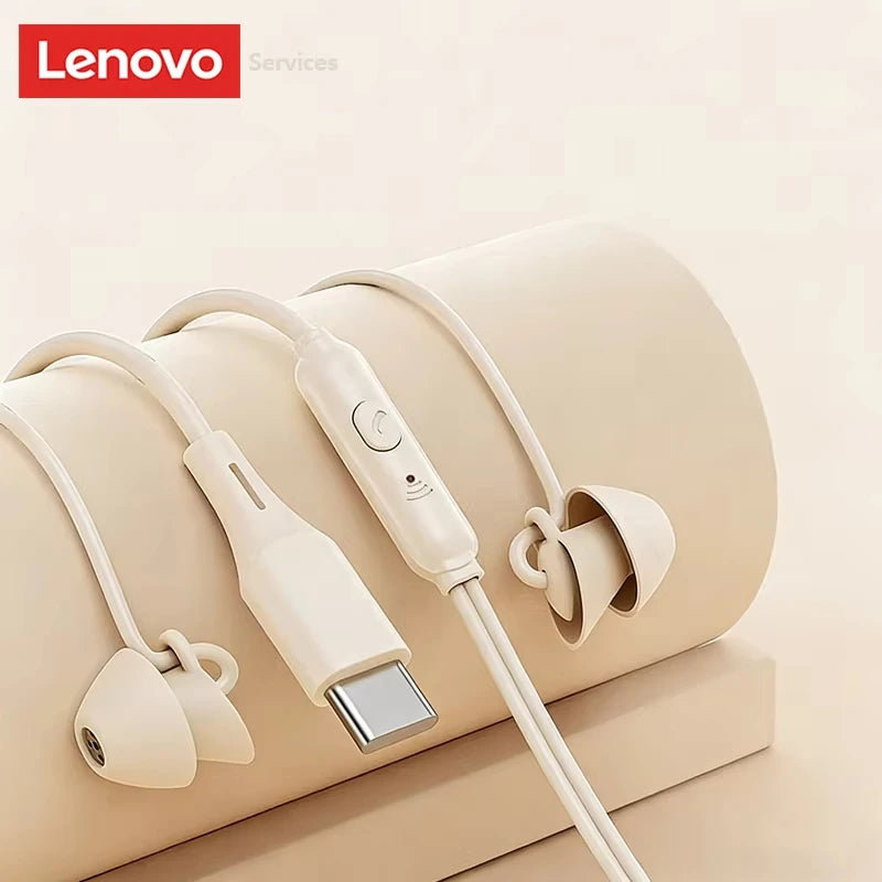 Lenovo Y107 Wired Headphones In-Ear Sleep Earphones 3.5mm/Type-C For Mobile Phones  Computers And More Gaming Earbuds With Mic