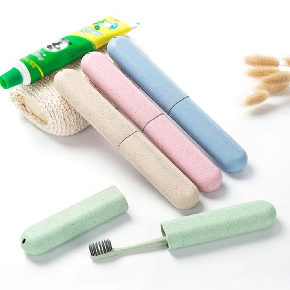 Portable Creative Toothbrush Box Retractable Toothbrush Storage Box Holder for Travel Hiking Camping (Green)