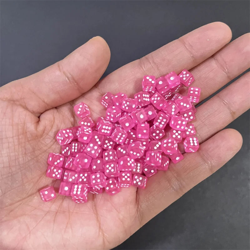200Pcs 12colors 5*5*5mm Solid Clear Transparent Mini D6 Acrylic Right Angle Point Dice Six Sided Cube For Board Game accessories