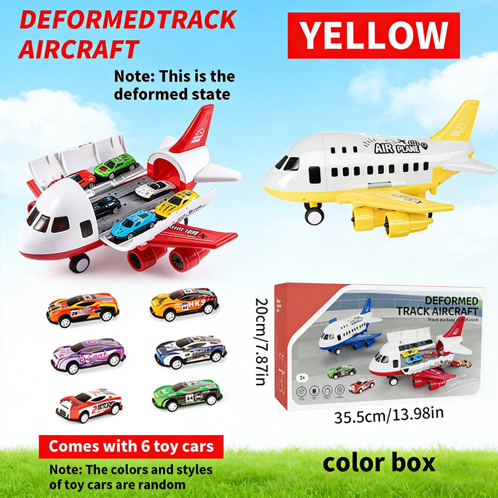 Hot Sale Large Inertial Plane Toy Set with 6 Mini Cars - Perfect Gift for Kids on Christmas/Children's Day