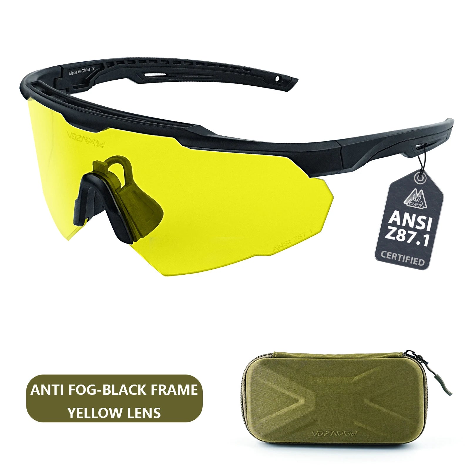 Vozapow Professional Shooting Glasses UV400 ANSI Z87.1 Safe Airsoft Tactical Goggles Anti Fog Mountaineering Fishing Sunglasses