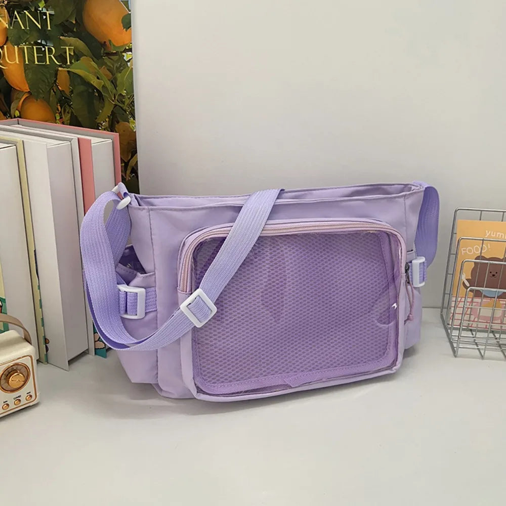 Zipper Bag Solid Color Itabag Nylon Cotton Doll Bag Transparent Bags Wallet Idol Merchandise Storage Shoulder Bag Gift