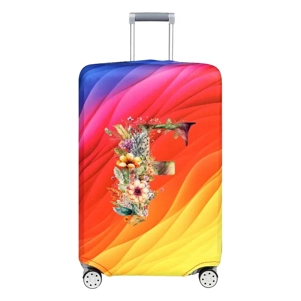 Luggage Cover Stretch Fabric Suitcase Protector Baggage Case for18-32 Inch Suitcase Case Floral Letter Series Travel Organizer