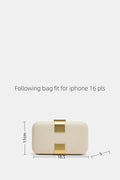 Cream White Clutch Purse for Women - Hard Shell Evening Bag with Gold Metal Clasp, Elegant Box Handbag for Wedding, Prom, Cockta