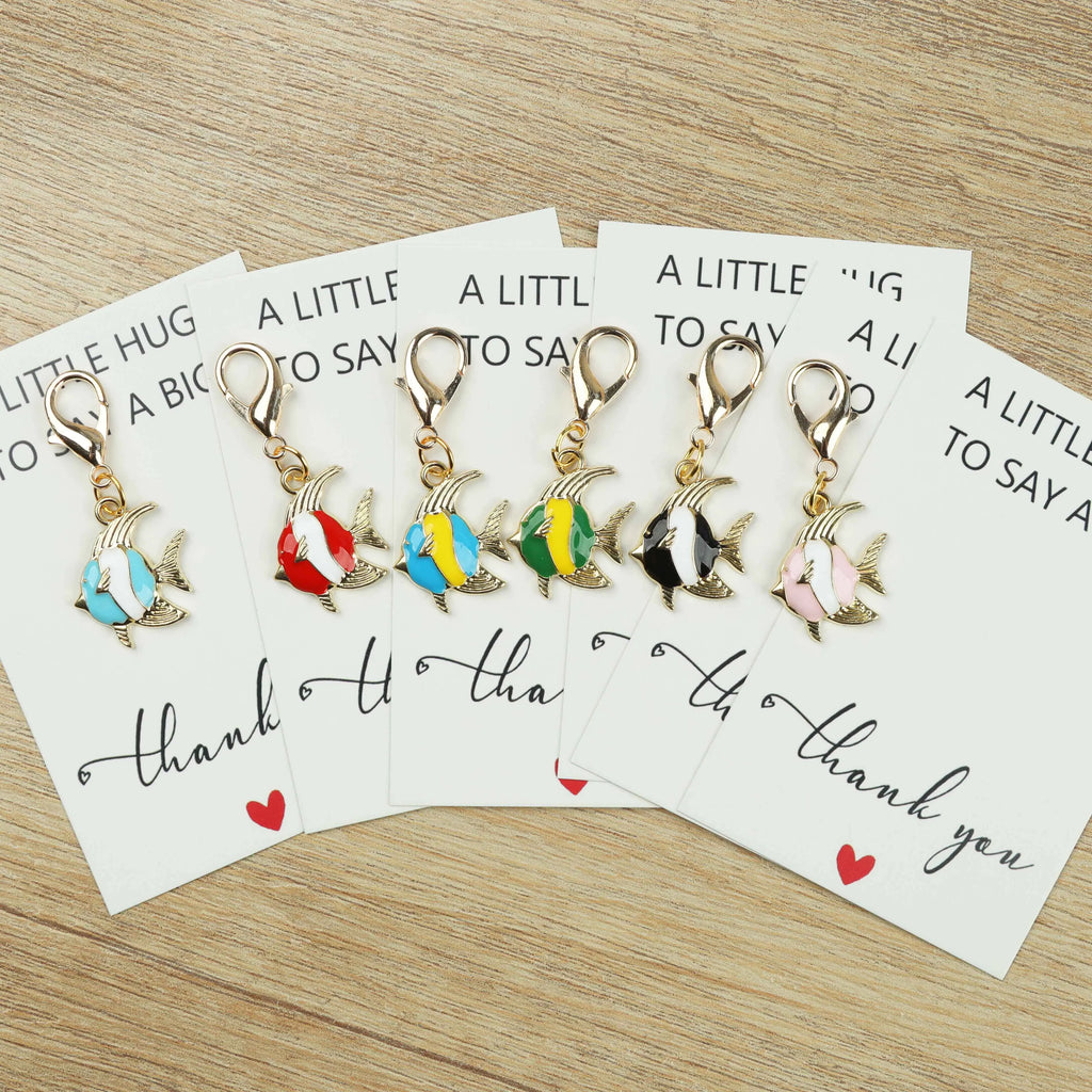 6pcs/12pcs cute fish keychains, including a thank-you card, fish pendants, birthday gifts, and party favors.