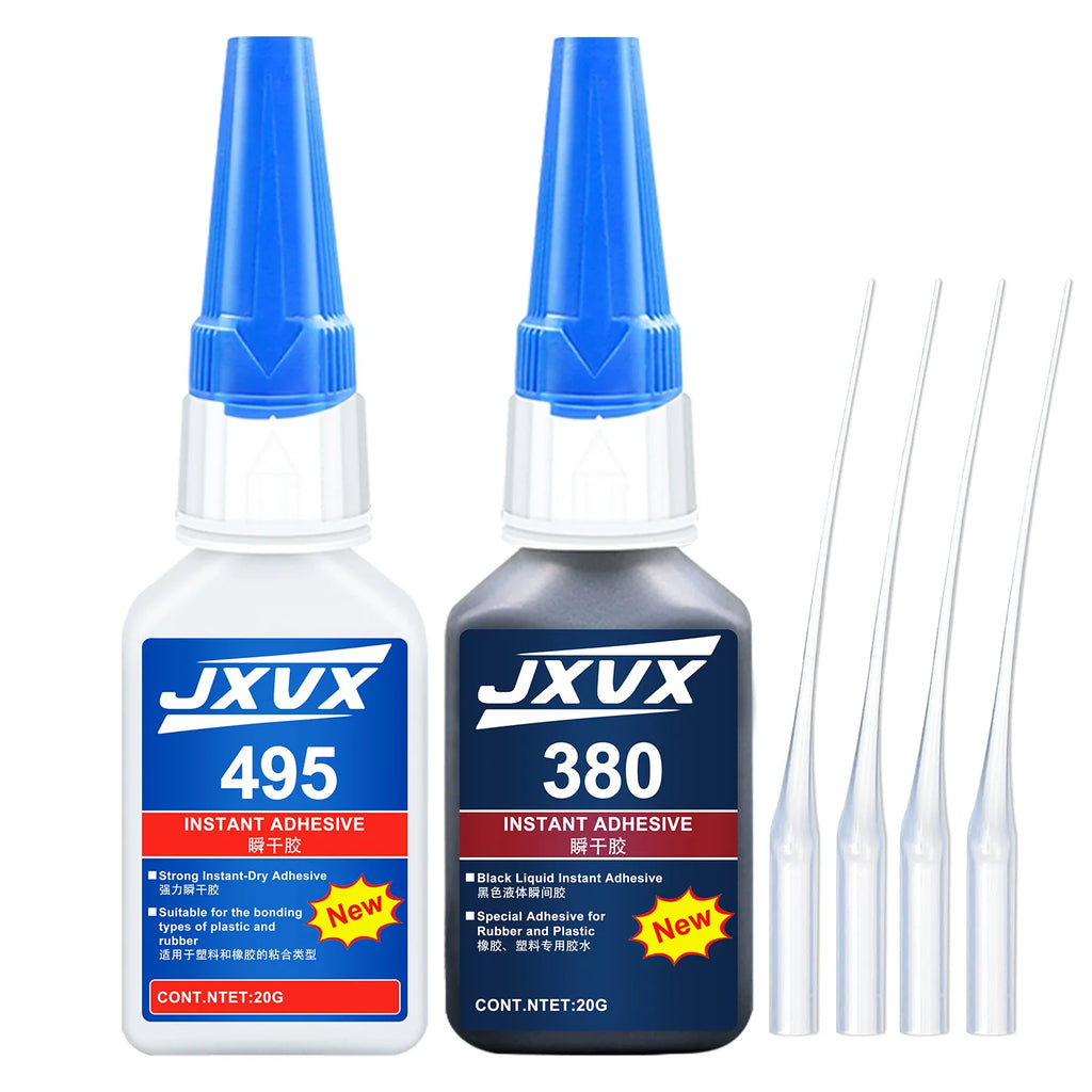 380/495 Black Super Strong Rubber Glue Instant Quick-drying Black Cyanoacrylate 100% Original Adhesive Specially Formulated for Rubber, Leather, Tires, and Plastics Liquid Glue Tool 1-8PCS.