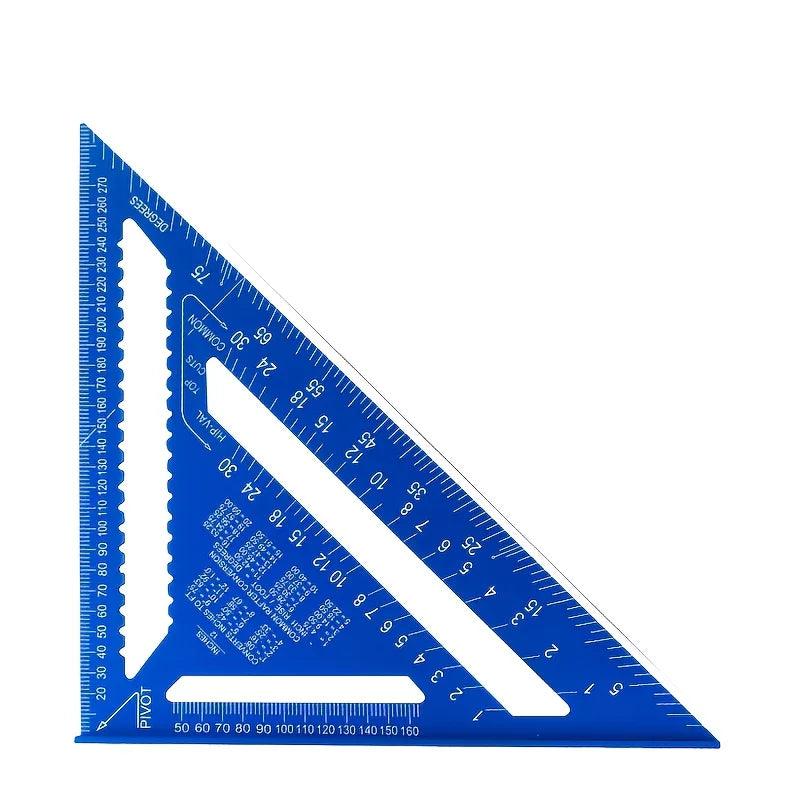 Red Aluminum Alloy Speed Square - High Precision Woodworking Triangle Ruler with Serrated Edge, 45/90 Degree Angle Measuring Too