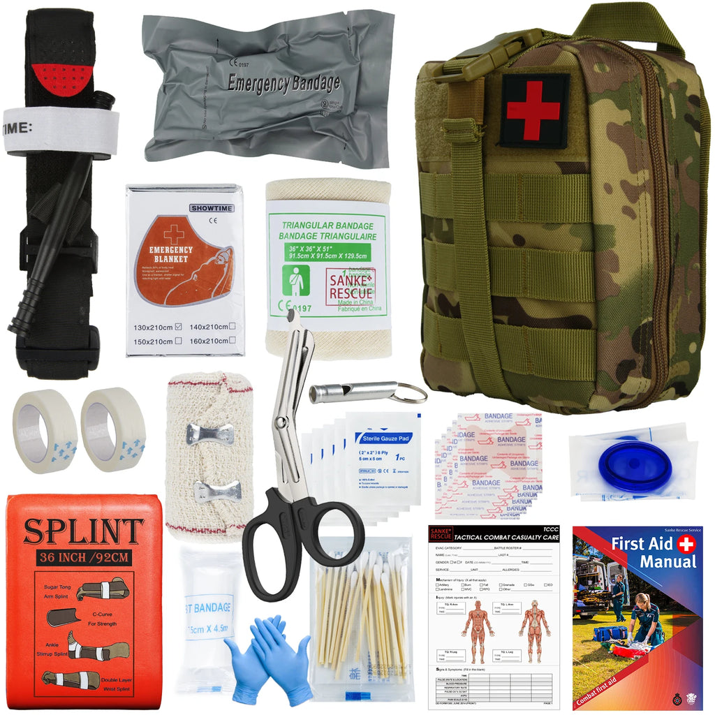 Sanke Rescue EDC Pouch First Aid Kit Tactical Survival Trauma Kit Molle Utility Tool Pouches For Camping Hiking