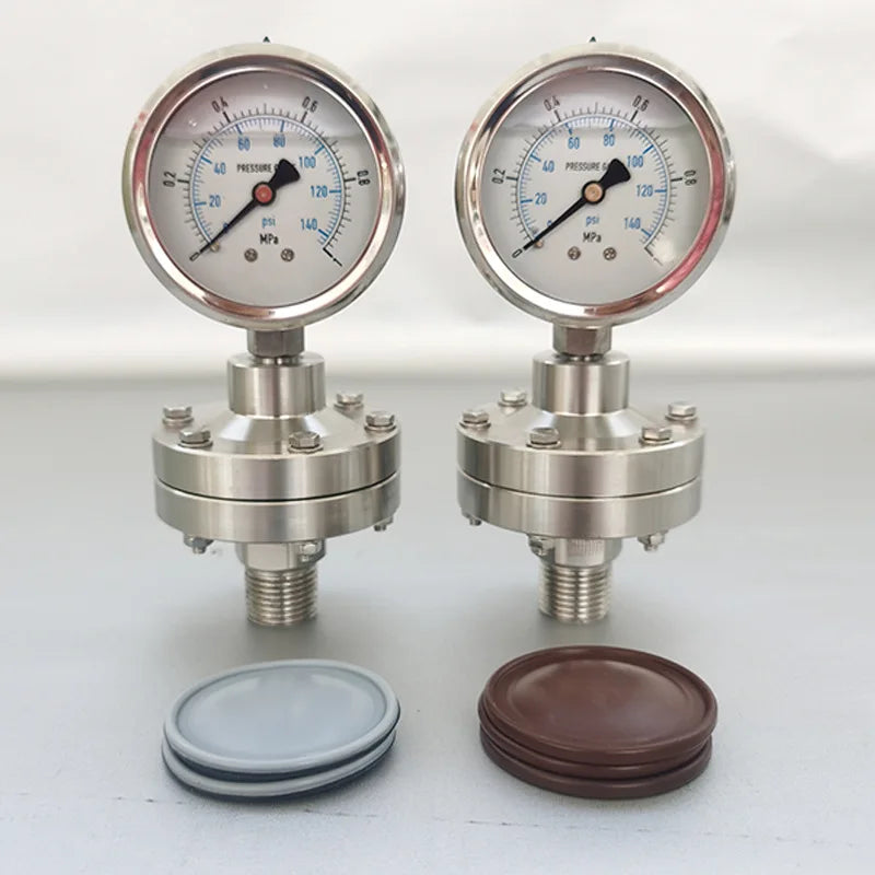 SS304 Stainless Steel DN50 M20*1.5 Diaphragm Pressure Gauge Liquid Application Membrane Manometer Gauge
