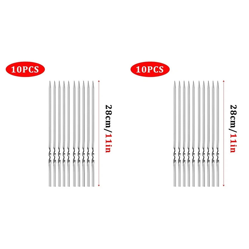 10/20/50Pcs Stainless Steel Barbecue Skewers, Reusable BBQ Kebab Skewers for Outdoor Camping, Picnic Tools, Cooking Tools