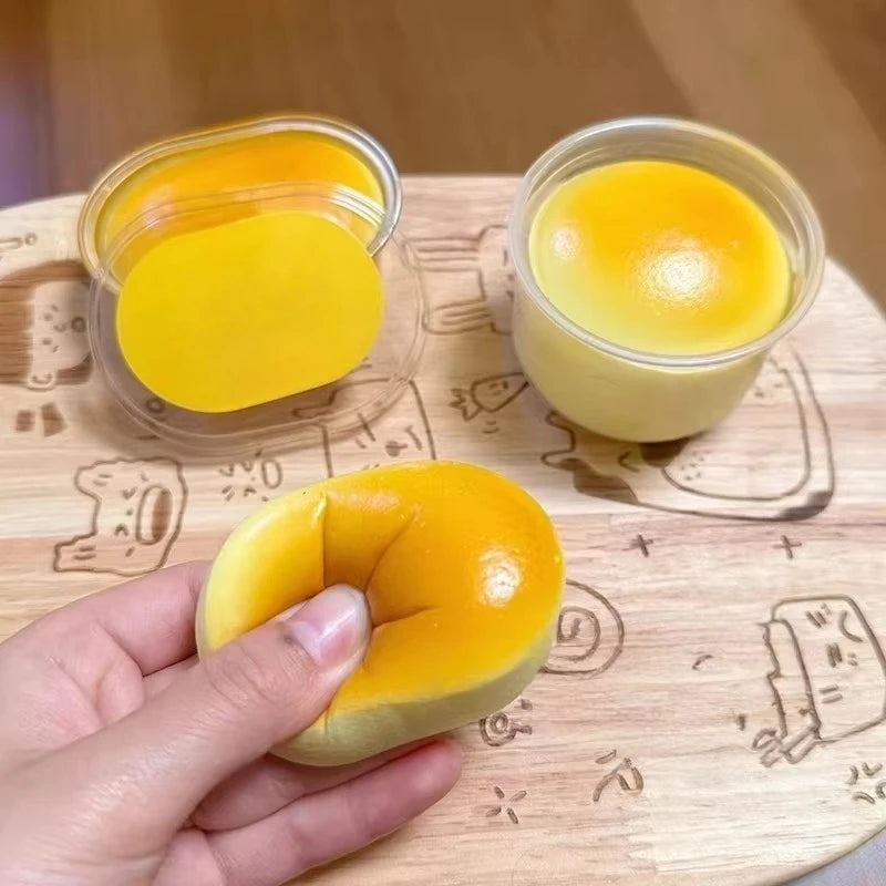 1PC Squishy Realistic Cheese Cake Slow Rebound Stress Relief Decompression Toys Semi-Cooked Cheese Prank Toys Sticky Fingers