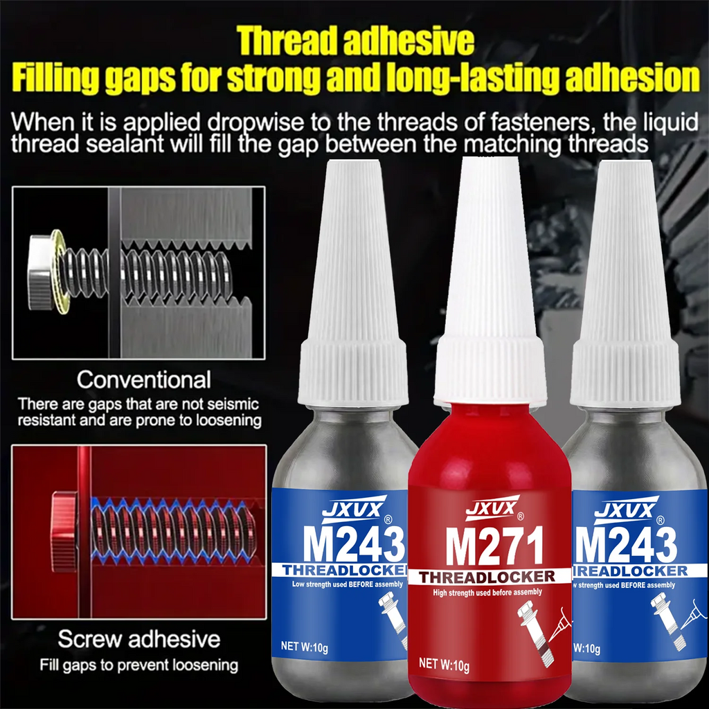 Threadlocker Blue\Red Nuts-Bolt Locker, Screw Anaerobic Adhesive Lock Tight Seal Fasteners Anaerobic Curing Metal Glue,Rustprof