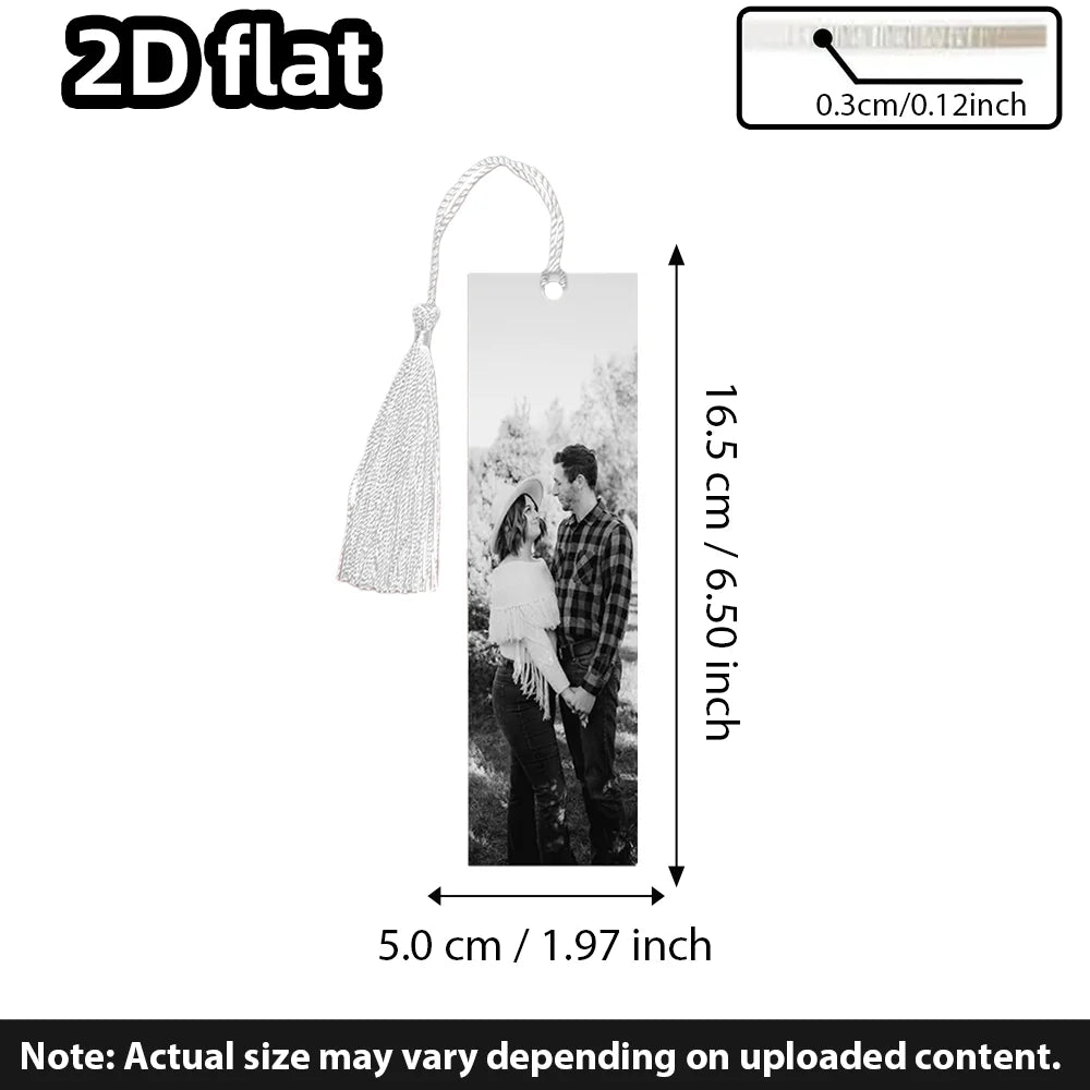 1PC Custom Photo Metal Bookmark, Add 1–4 Personal Images & Tassel, Unique Wedding or Anniversary Gift Idea for Loved Ones