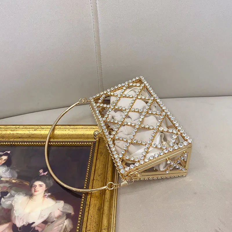 Top Brand Dinner Bags for Women Diamond Shoulder Bag Luxury Designer Crossbody Bag Fashionable Golden Satchel Ladies Bag Setf