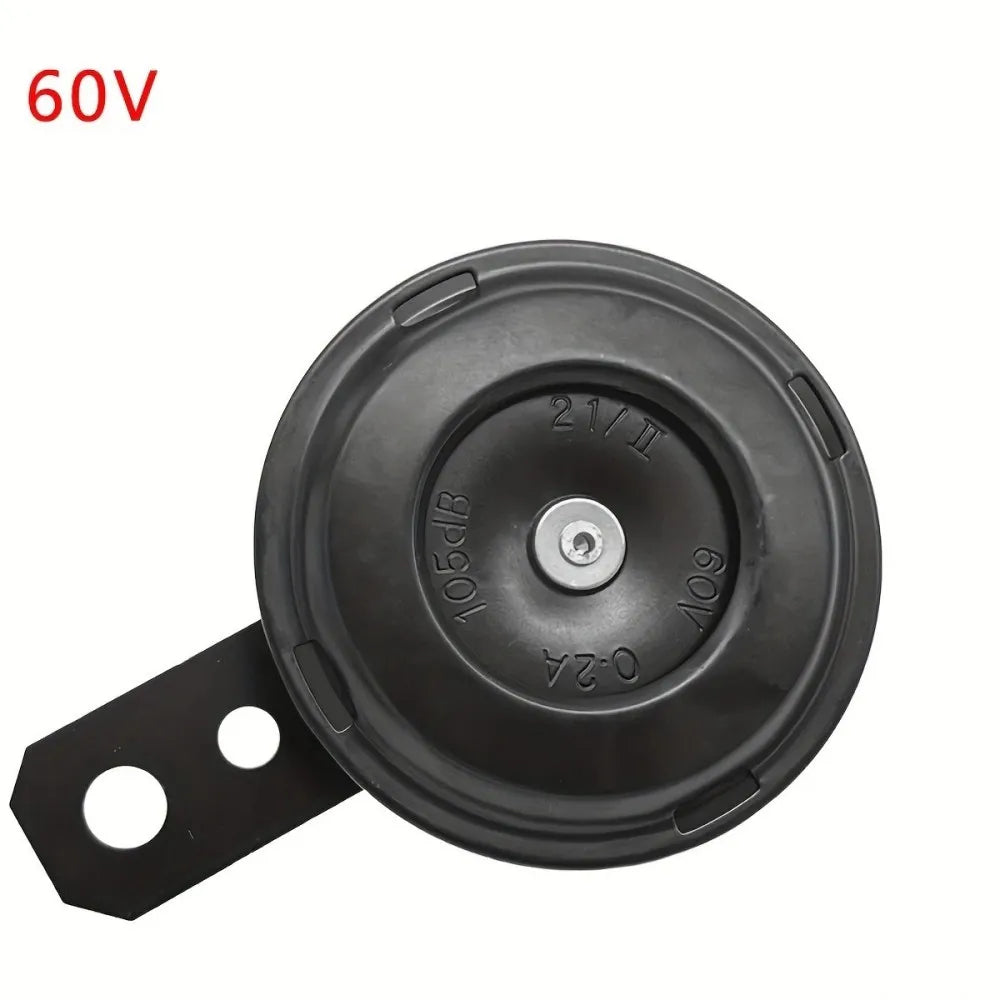 Universal Motorcycle Electric 12V 1.5A/48V 60V 72V 0.2A  Round Black Basin Air Horn Motorbike Loud Disc Speaker 105dB,Pack of 1
