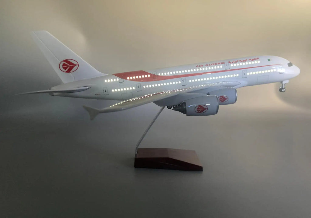 46CM AIR Algeria 380 A380 Plane Model 1/160 Scale Airplane Diecast with Wheels Light Stand Collected Gift By Aviation