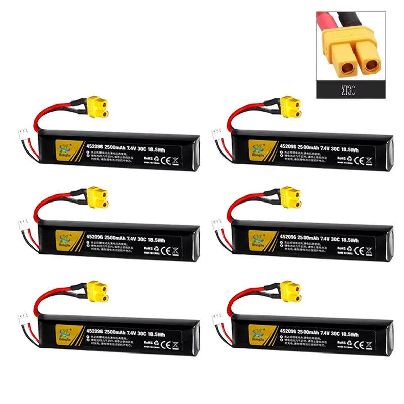 7.4V 2500mAh Lipo Battery Split Connection for Water Gun 2S 7.4V Battery for Mini Airsoft BB Air Pistol Electric Toys Guns Parts