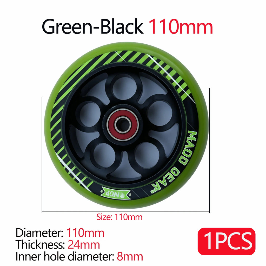 100/110/120mm Extreme Scooter Wheel, Aluminum Alloy Hub Impact Wear Resistant, Freestyle Racing Replacement Accessory