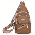 1pcs Large Capacity PU Leather Crossbody Bag Adjustable Strap Casual Chest Bag Fashion Versatile for Travel Daily Use