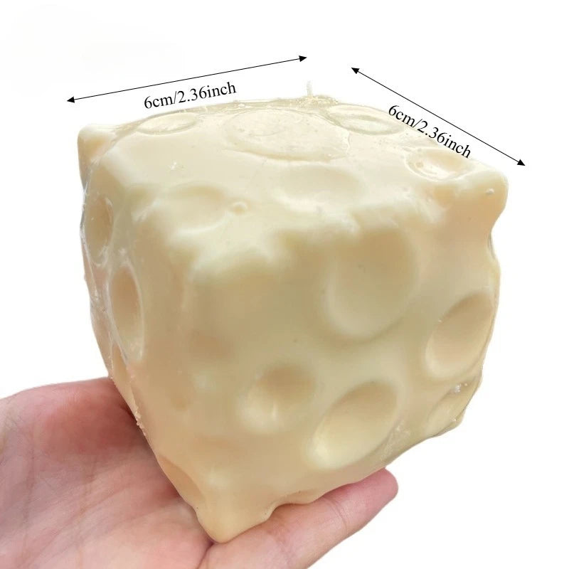 Cheese Cube Stress Ball Crunchy Squeeze Ball Squishy Toy Round Blocks Filled Fidget Toy ASMR Sensory Anti-Stress Festival Gift