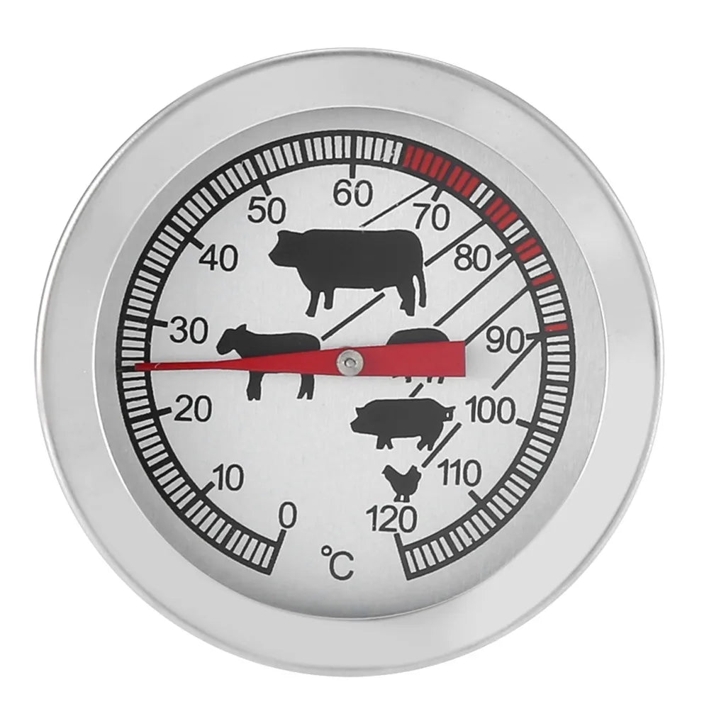 Stainless Steel Meat Thermometer Instant Read 0~120℃ Probe Thermometer Large Dial Plate Easy To Use BBQ Temperature Probe
