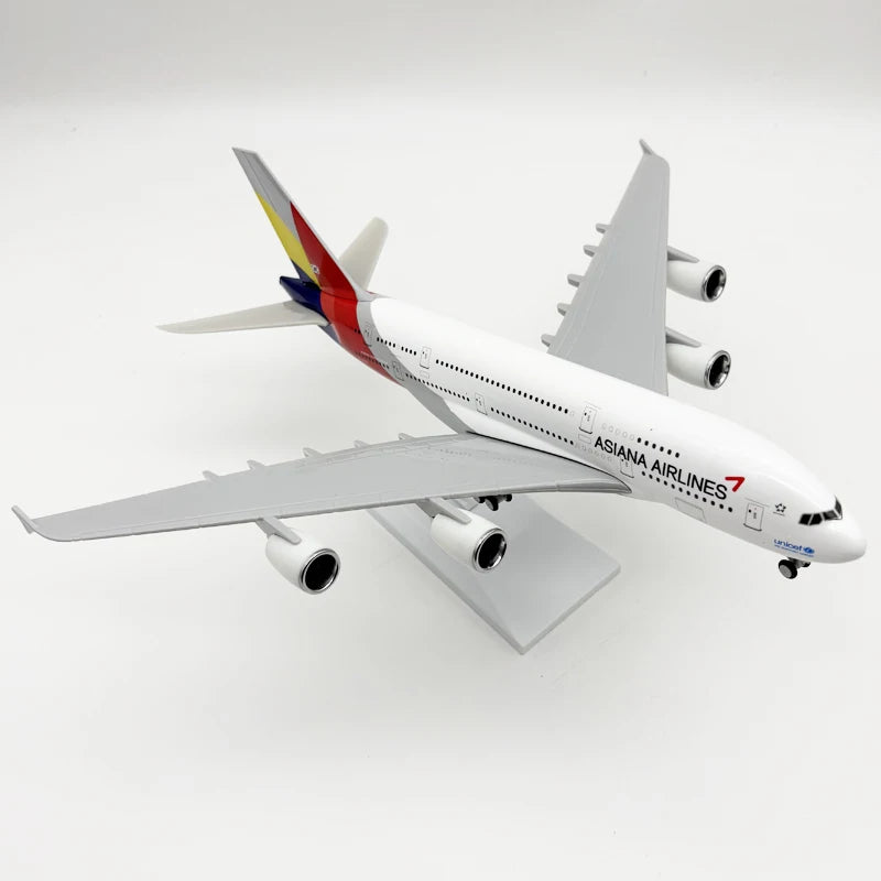 30cm Asiana A380 Airplane Model Toy Kit 1/240 Scale Diecast Resin Airplane Model With Stand Wheel For Display Collection or Gift