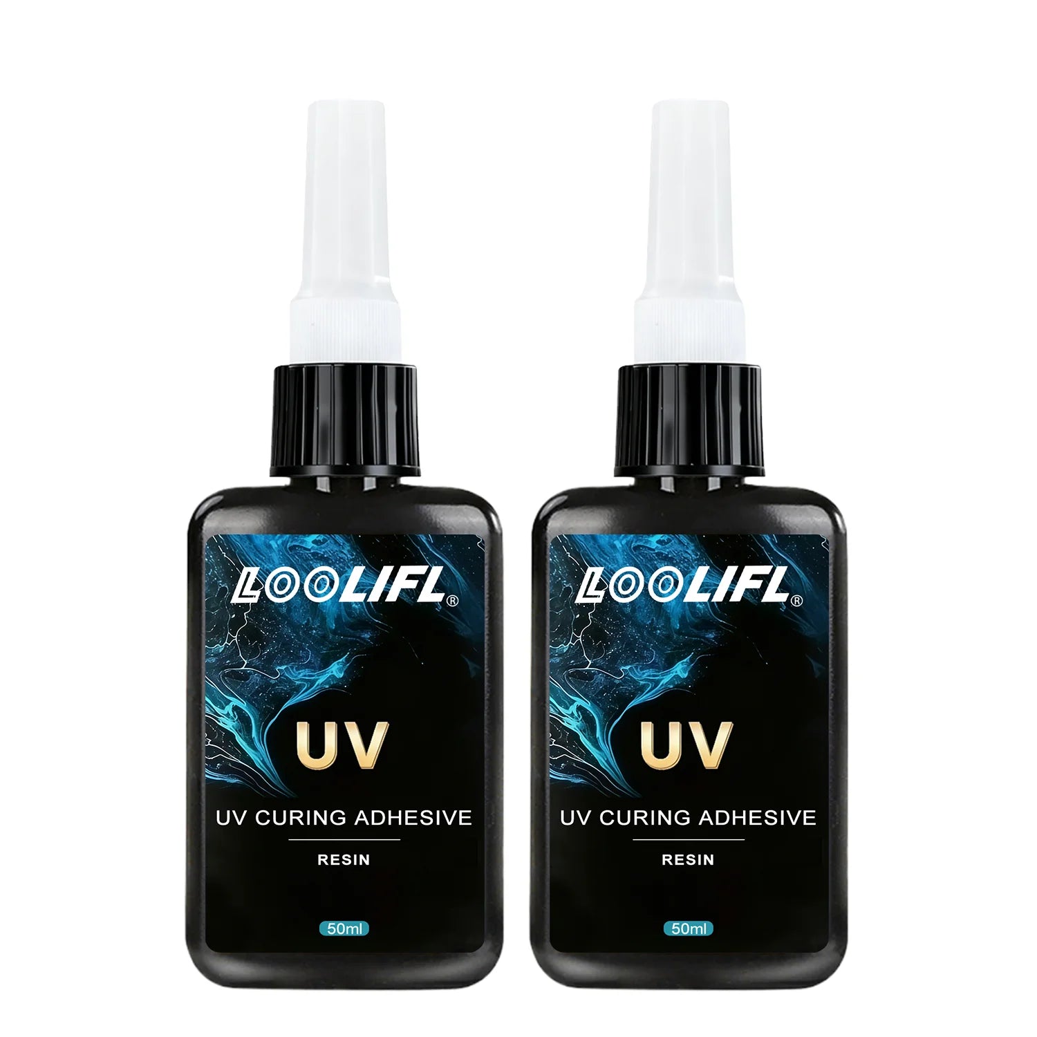 LOOLIFL50ml UV GlueUV Curing Adhesive Resin,Transparent Traceless Strong Adhesive Fast Curing For Glass Metal Plastic DIY Crafts